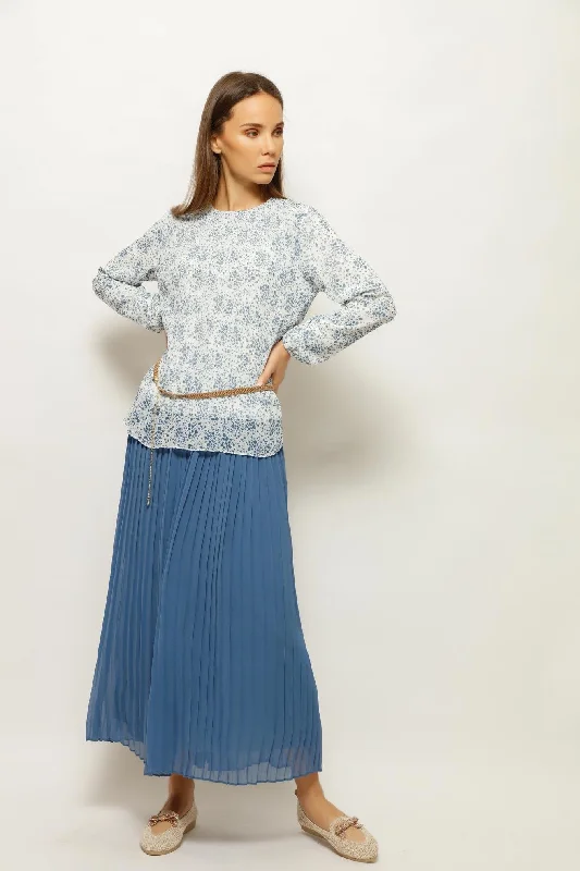 PLEATS AND SKIRT POLKA FLORAL SET lace skirt intricate