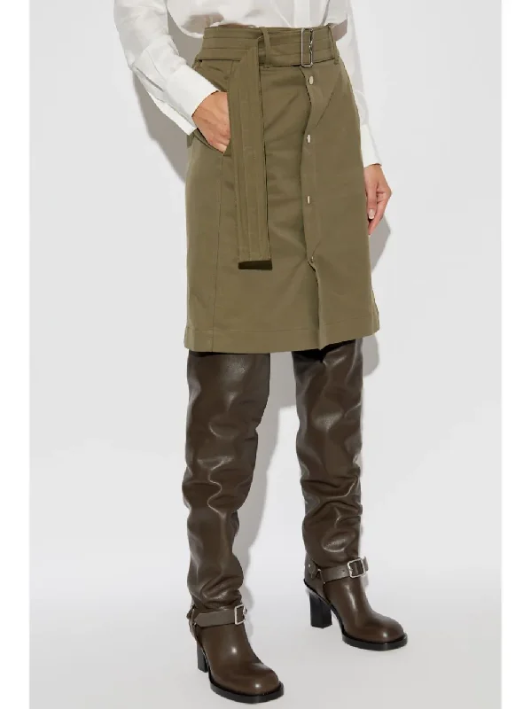 BURBERRY - Women Long Canvas Trench Skirt leather skirt durable