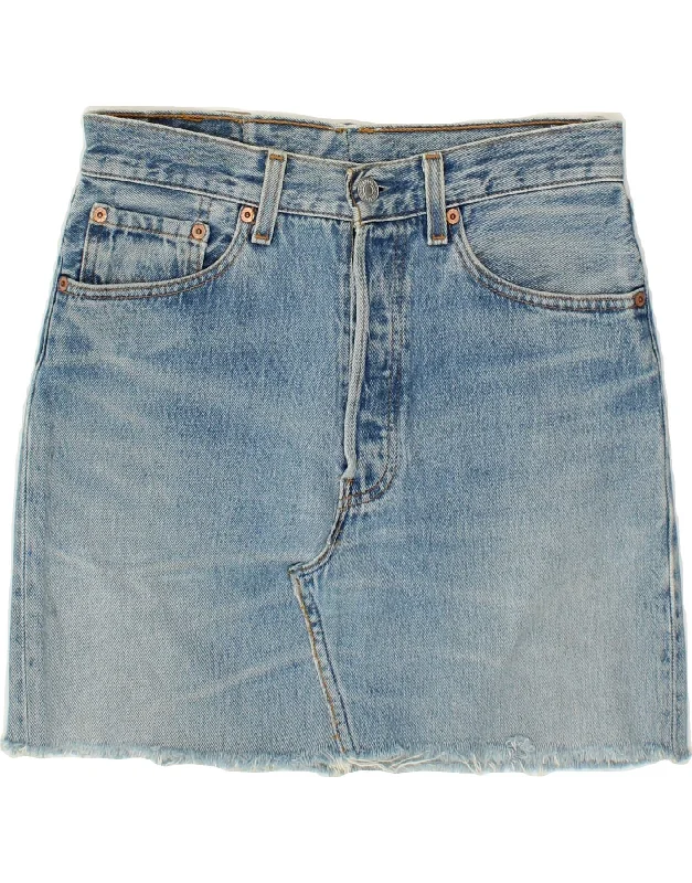 LEVI'S Womens 501 Denim Skirt W31 Medium Blue Cotton velvet skirt luxurious