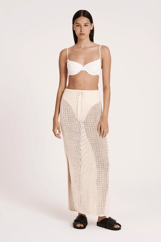 NUDE LUCY TESNI CROCHET SKIRT - NATURAL elastic waist skirt