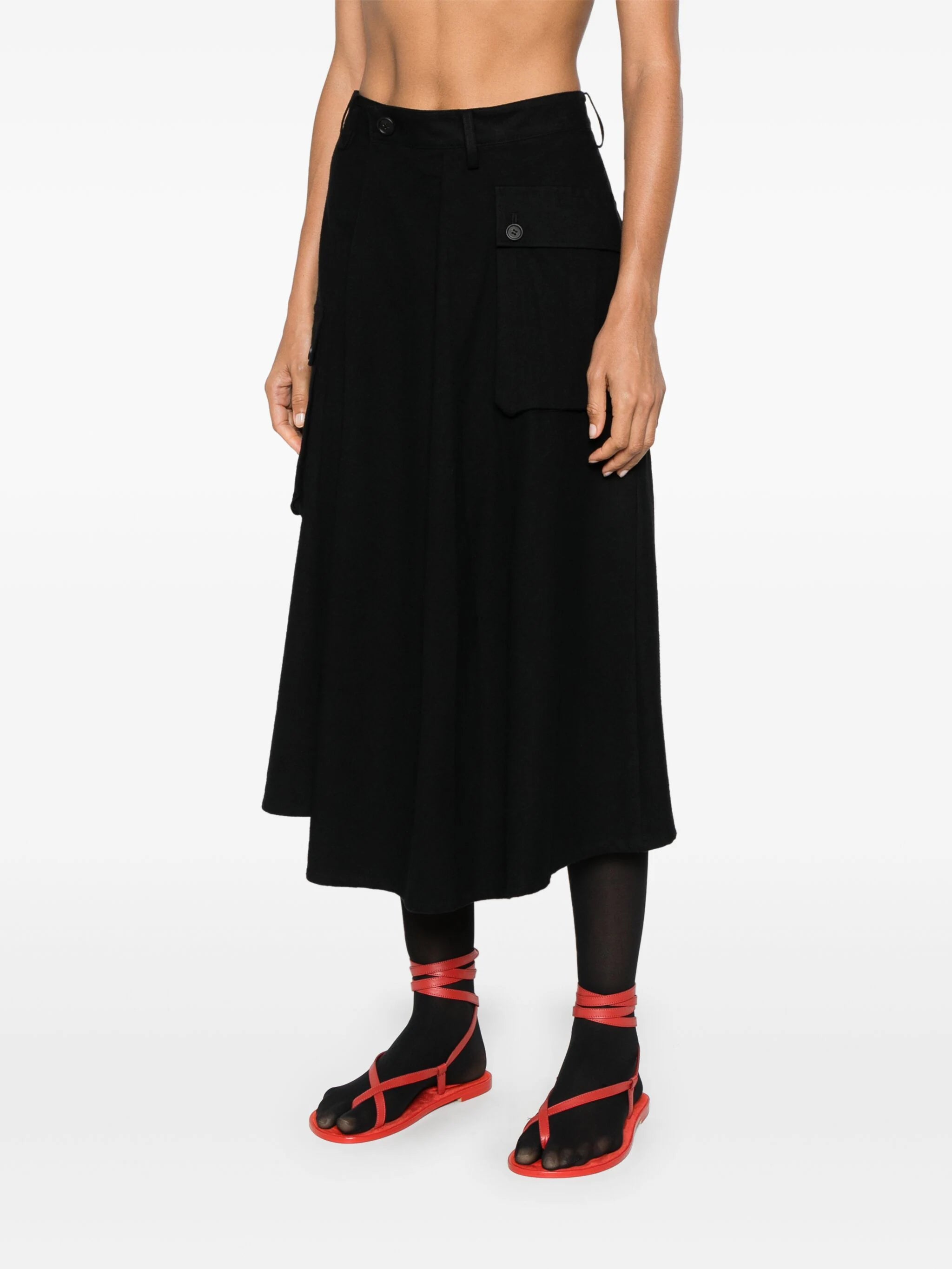 YOHJI YAMAMOTO REGULATION - Women Wide Tuck Cargo Skirt linen skirt natural