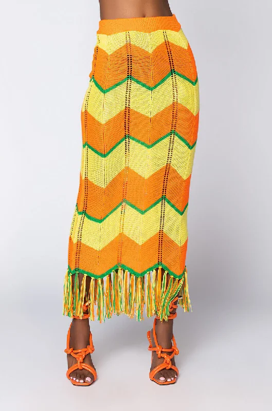 GRENADA ISLAND KNIT MIDI SKIRT YELLOW MULTI leather skirt modern