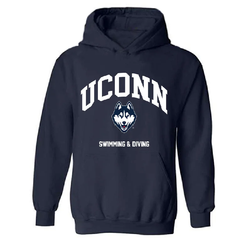 UConn - NCAA Women's Swimming & Diving : Emma May - Classic Shersey Hooded Sweatshirt Hoodie with Puffed Sleeves Voluminous Trendy