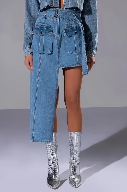OWN VIBE ABSTRACT CUT DENIM SKIRT chiffon skirt floaty