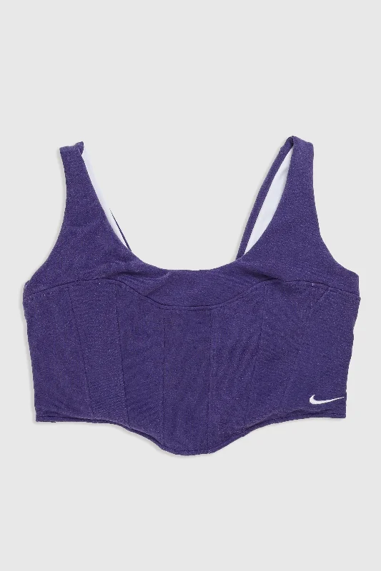 Rework Nike Sweatshirt Bustier - XXL Hoodie with Side Slits Relaxed Casual