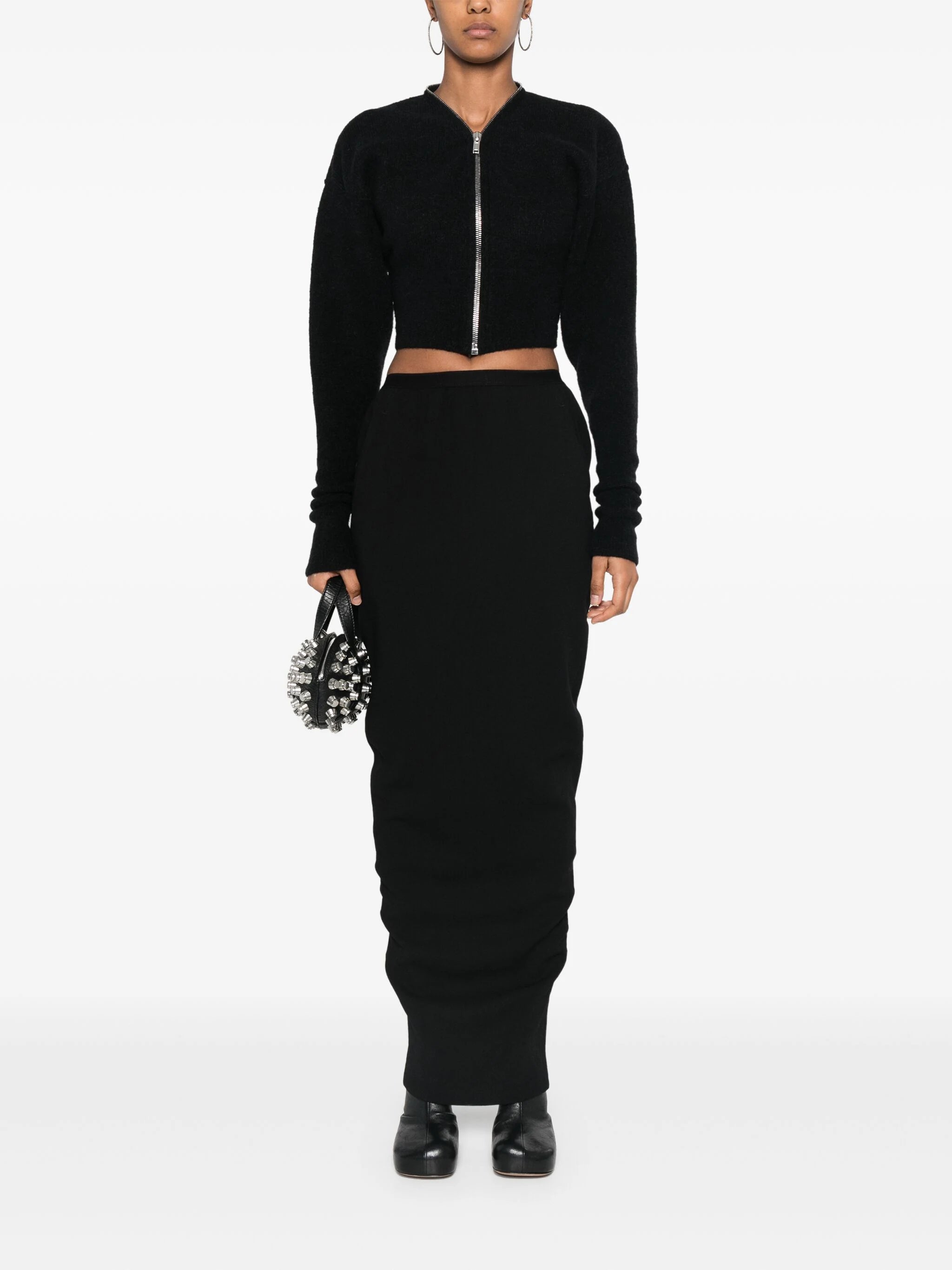 RICK OWENS - Women Wool Pillar Long Skirt leather skirt modern