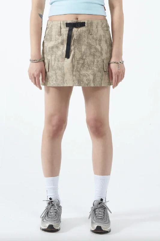 WORSHIP SUPPLIES FIVE POINTER MINI SKIRT - SANDY TAUPE patchwork skirt art