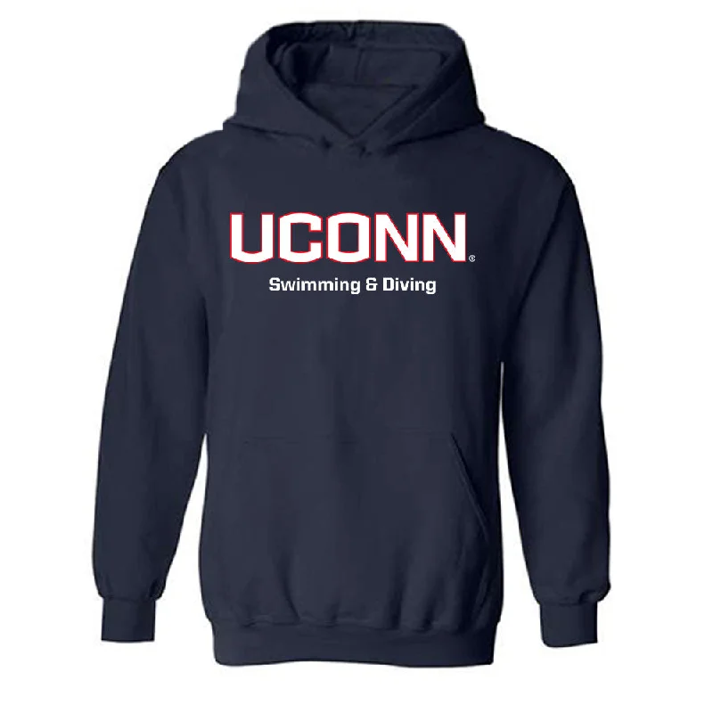 UConn - NCAA Women's Swimming & Diving : Emma May - Classic Shersey Hooded Sweatshirt Hoodie with Hidden Zipper Minimalist Clean