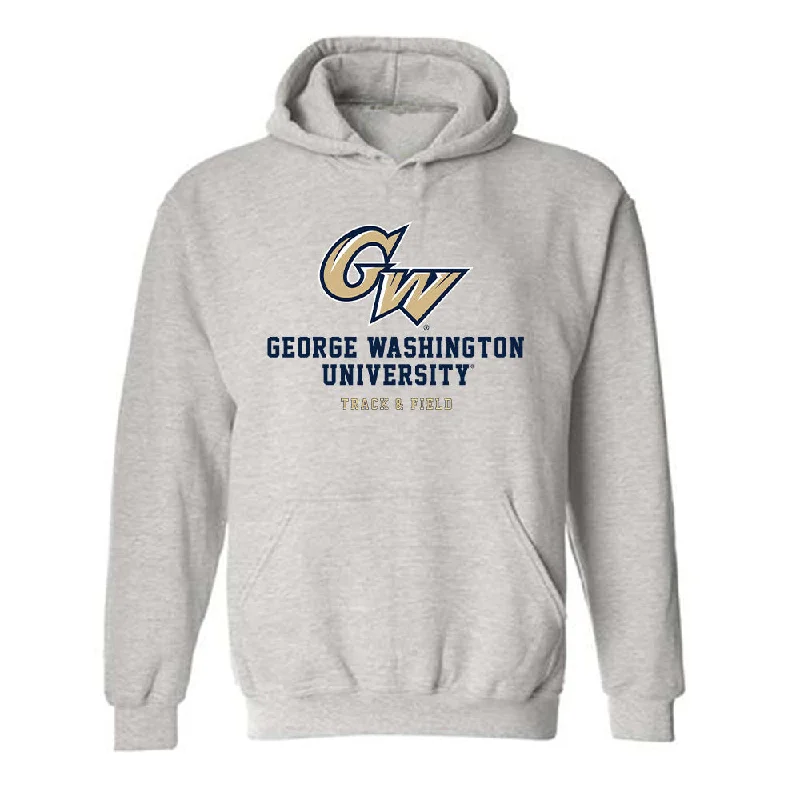 GWU - NCAA Women's Track & Field : Alana Moore - Classic Fashion Shersey Hooded Sweatshirt Hoodie with Stripes Bold Sporty