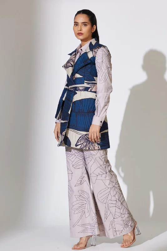 Blue And Grey Floral Sleeveless Jacket Striped Jacket Polka Dot Jacket Floral Jacket