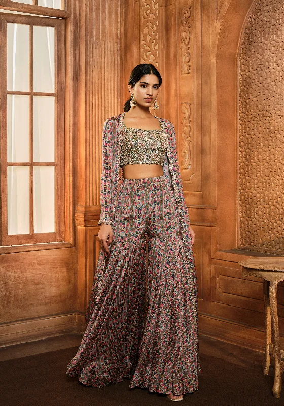 Olive Green Stripes Print Jacket Sharara Set Corduroy Jacket Velvet Jacket Brocade Jacket Olive Green Stripes Print Jacket Sharara Set Corduroy Jacket Velvet Jacket Brocade Jacket