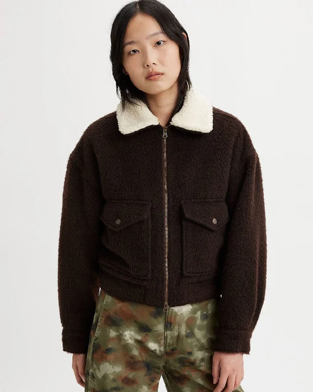 Levi's® Womens Baby Bubble Wool Trucker Jacket - Mole Hoodie Zip-Up Jacket Button-Up Jacket Levi's® Womens Baby Bubble Wool Trucker Jacket - Mole Hoodie Zip-Up Jacket Button-Up Jacket