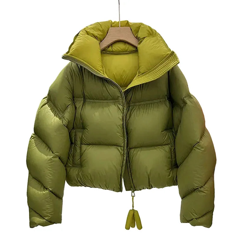 Warm Women's Down Jacket Stand Collar Windproof Short padded jacket Thicken Winter Jacket Korean Loose Parkas Coat Women outwear Full-Zip Thermal Parka