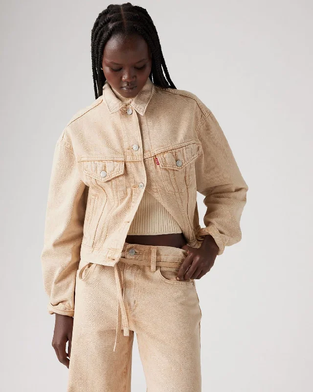 Levi's® Womens Shrunken 90's Trucker Jacket - Chatter Brown Belted Jacket Elasticated Jacket Padded Jacket Levi's® Womens Shrunken 90's Trucker Jacket - Chatter Brown Belted Jacket Elasticated Jacket Padded Jacket