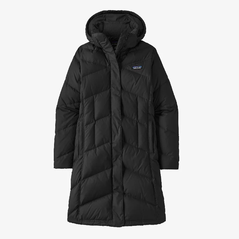 Patagonia Women's Down With It Parka - Black Quilted Fitted Parka Coat