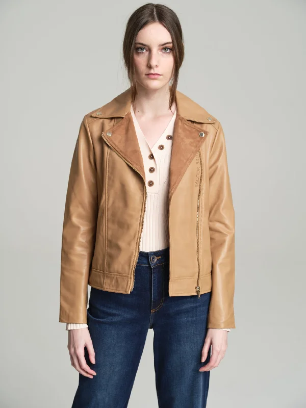 Contrast lapel Biker leather jacket Denim Jacket Leather Jacket Suede Jacket