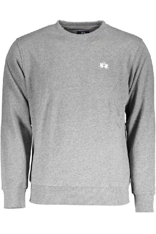 Gray Cotton Men Sweater Chenille Brocade Lace