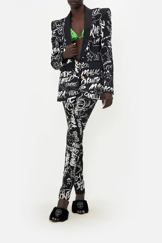 PEAKED SHOULDER BLAZER SPIRIT SCRIBBLE Women's Vintage Suit