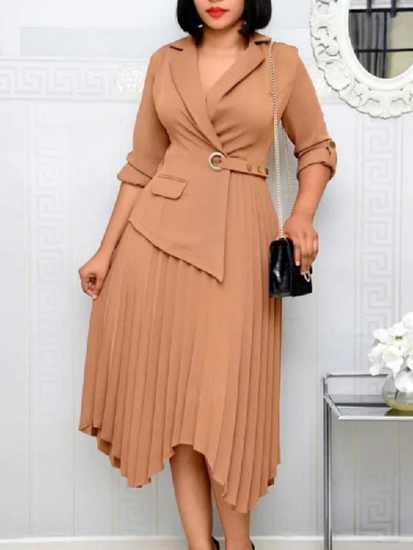 Women Elegant Dresses Blazer Pleated Irregular Length with Button Work Wear Office Ldies Modest Female Fashion Autumn New 2023 Women's Boutique Suit Women Elegant Dresses Blazer Pleated Irregular Length with Button Work Wear Office Ldies Modest Female Fashion Autumn New 2023 Women's Boutique Suit
