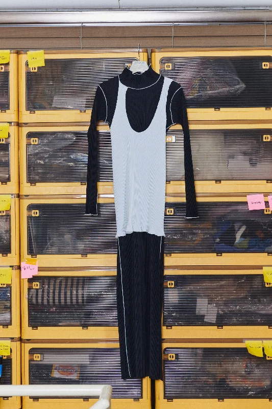kotohayokozawa  LAYERED LONG-SLEEVE DRESS(BLACK)