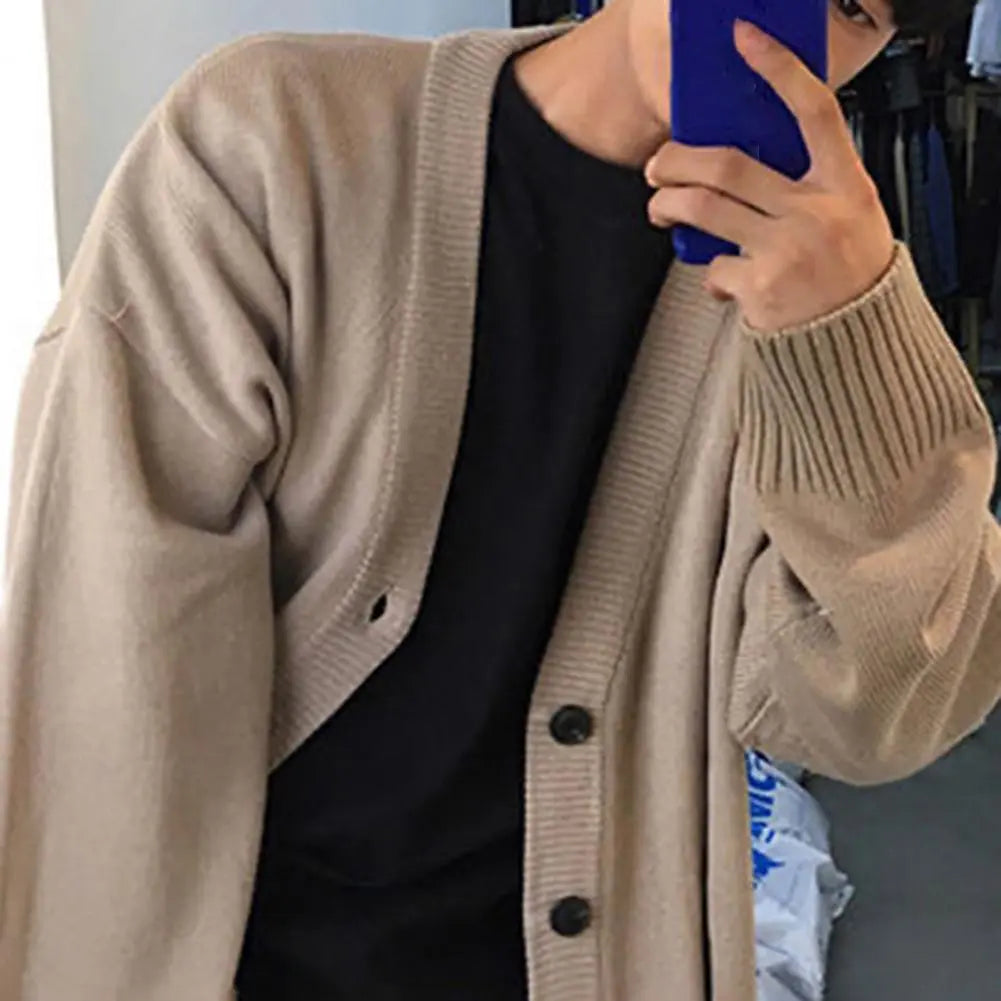 Trendy Knitting Cardigan Thickened Cold Resistant Comfy Winter Buttons Solid Sweater Cardigan Knitwear Open Front Closed Front Wrap Front