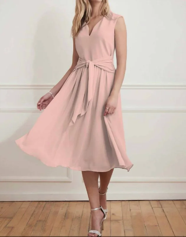 The Every Occasion Tea Length Dress In Blush Pink