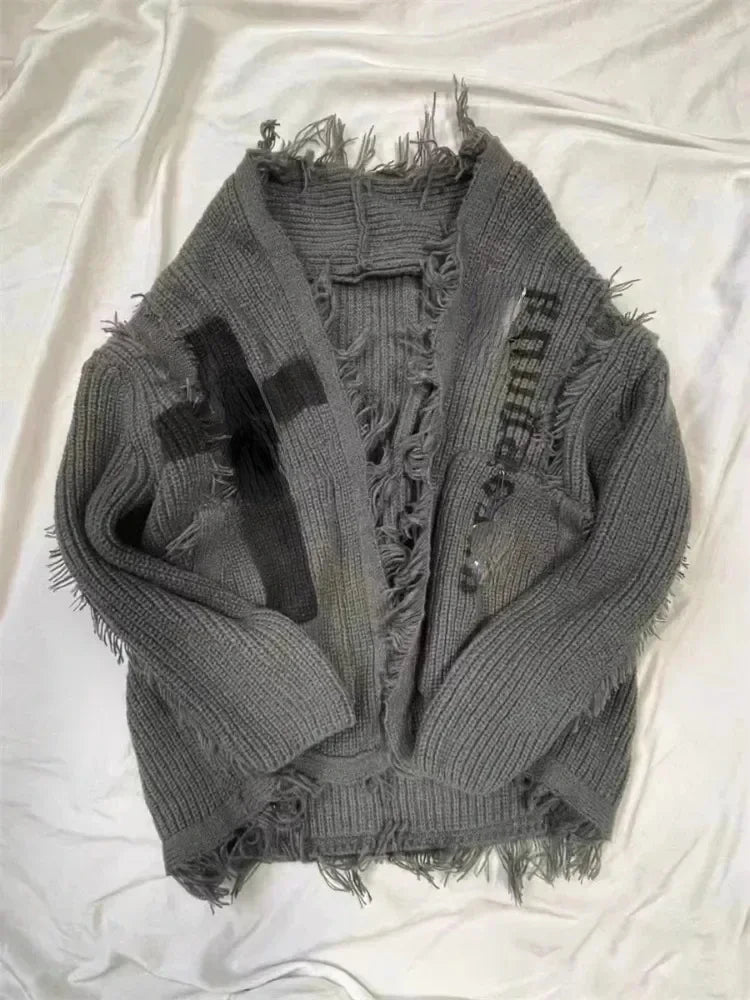 Advbridge Japanese Punk Gothic Cardigan Women Vintage Grunge Loose Ripped Sweaters Cross Knitted Coat Y2k Streetwear Harajuku Cardigans Fitted Slim Tailored Advbridge Japanese Punk Gothic Cardigan Women Vintage Grunge Loose Ripped Sweaters Cross Knitted Coat Y2k Streetwear Harajuku Cardigans Fitted Slim Tailored