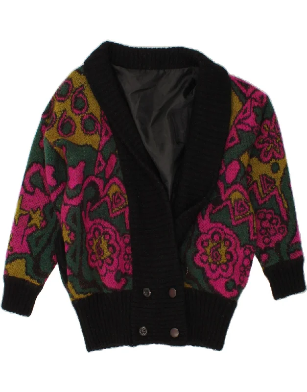 VINTAGE Womens Cardigan Sweater UK 16 Large Multicoloured Floral Wool Fitted Loose Oversized VINTAGE Womens Cardigan Sweater UK 16 Large Multicoloured Floral Wool Fitted Loose Oversized