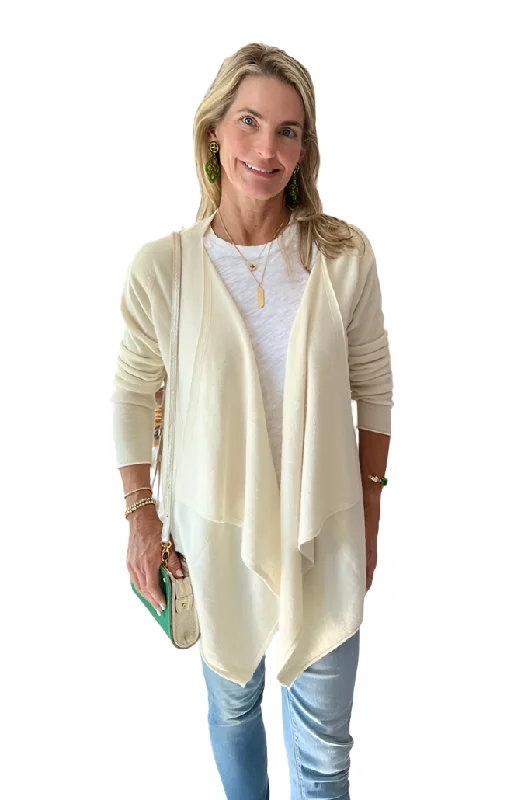 Winter White Cashmere 3-Way Cardigan Jersey Fabric Tulle Fabric Batik Fabric