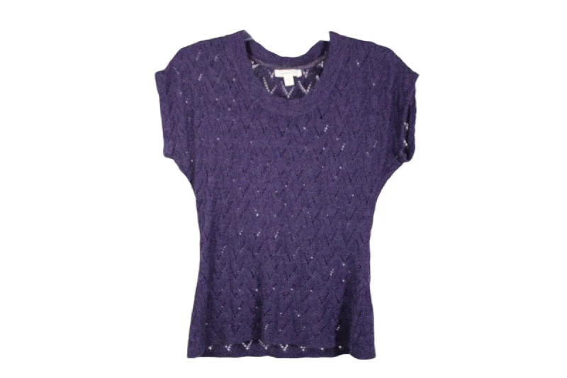 Coldwater Creek Purple Knit Short Sleeved Sweater | S Anti-Pilling Anti-Shrink Durable