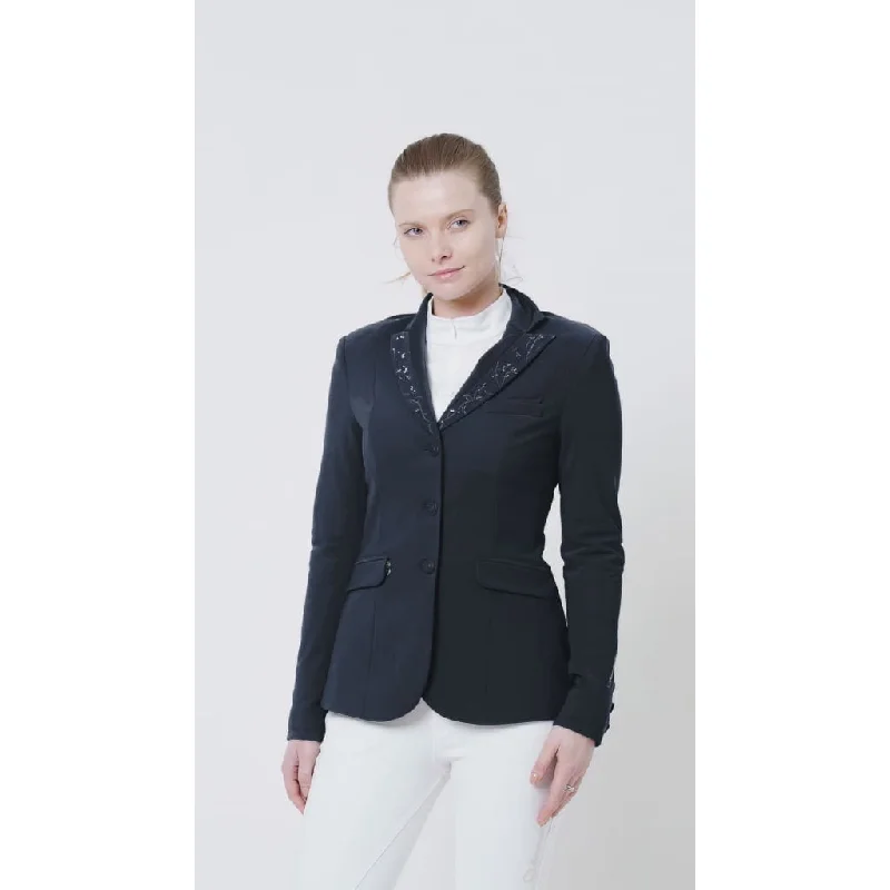 Samshield Ladies Louisa Crystal Leaf Competition Jacket Navy/Tone Nylon Jacket Polyester Jacket Spandex Jacket