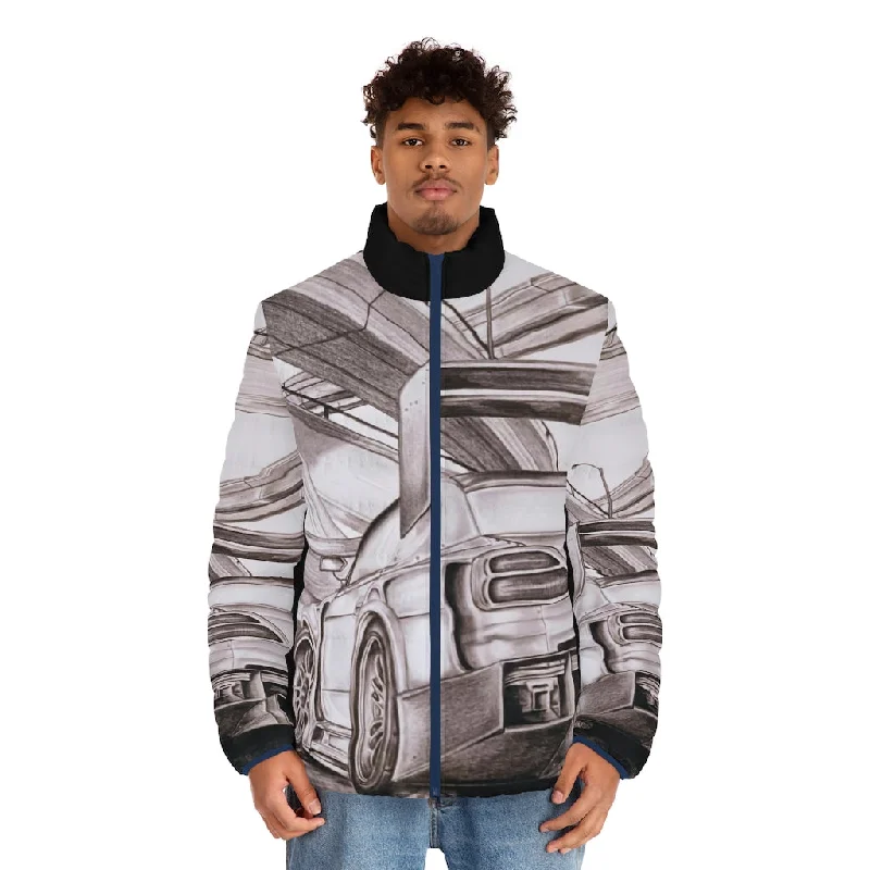 Men's Puffer Jacket (AOP) Oversized Jacket Tailored Jacket Straight Jacket