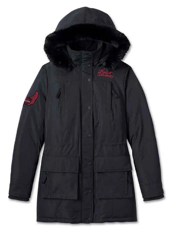 Women's Juneau Fur Trim Parka Winter Jacket Trendy Oversized Parka Jacket