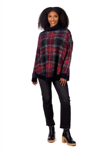 Carla Plaid Sweater in Red by Mudpie Jersey Fabric Tulle Fabric Batik Fabric