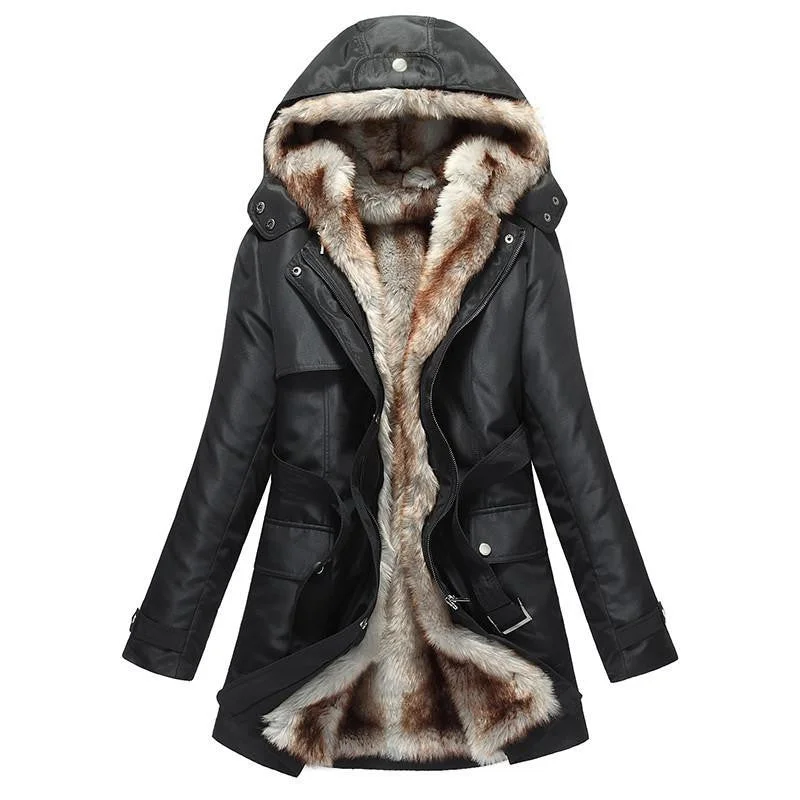 Women Coats And Jackets Faux Fur Woman Warm Parka Hood Coat Plus Size 3XL Oversized Basic Jacket Lightweight Windproof Parka Coat