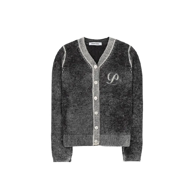 Pure Cashmere 100 Luna Cardigan Charcoal Terry Terry Cloth Terry Knit