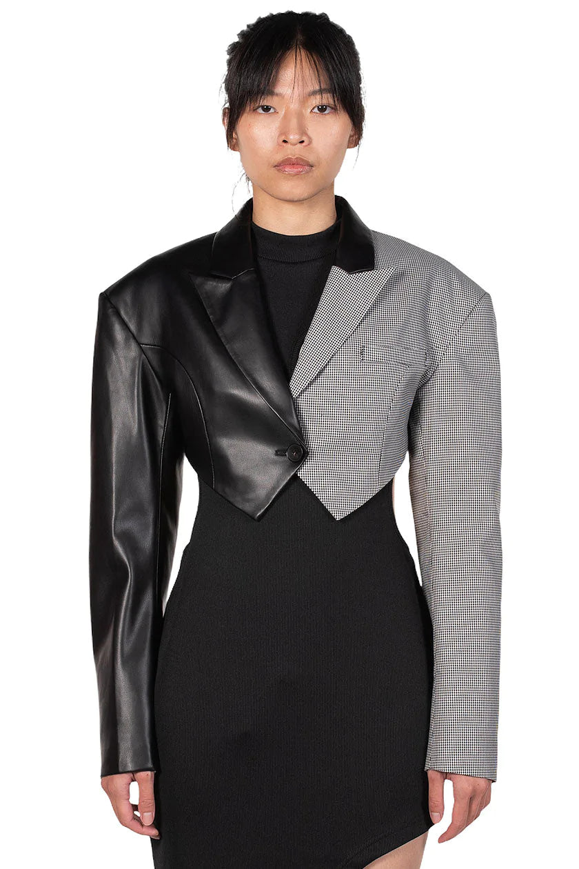 Herringbone Cropped Blazer Women's Business Blazer