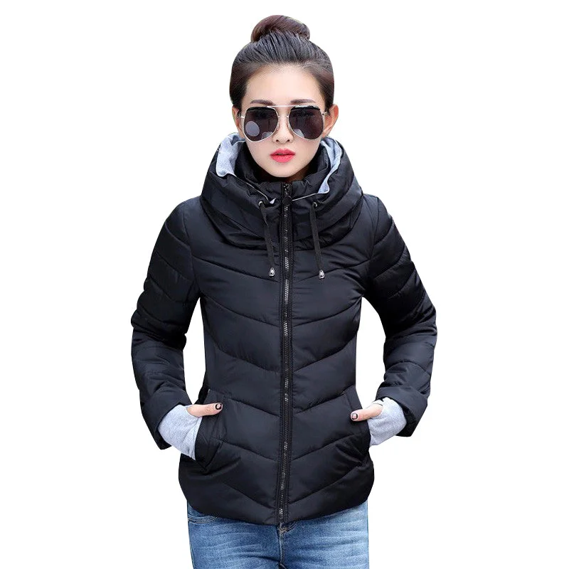 2019 Winter Jacket women Plus Size Womens Parkas Thicken Outerwear solid hooded Coats Short Female Slim Cotton padded basic tops Double-Layered Warm Parka 2019 Winter Jacket women Plus Size Womens Parkas Thicken Outerwear solid hooded Coats Short Female Slim Cotton padded basic tops Double-Layered Warm Parka