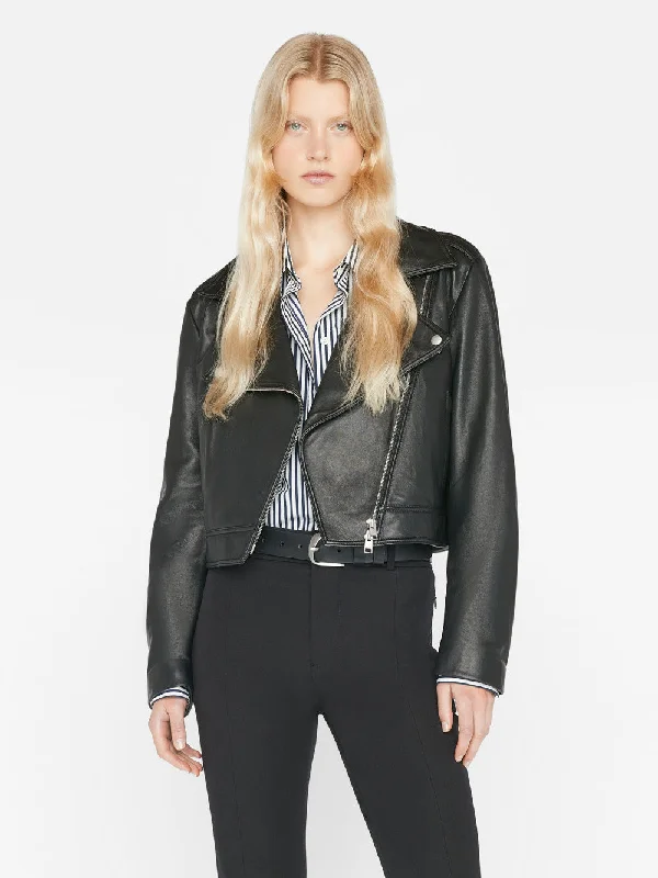 Moto Leather Jacket -- Noir Rayon Fabric Velvet Fabric Corduroy Fabric