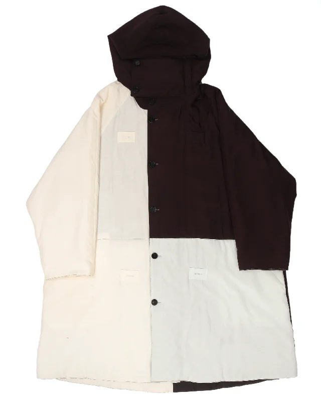 Two-Tone Silk Parka Quilted Fitted Parka Coat