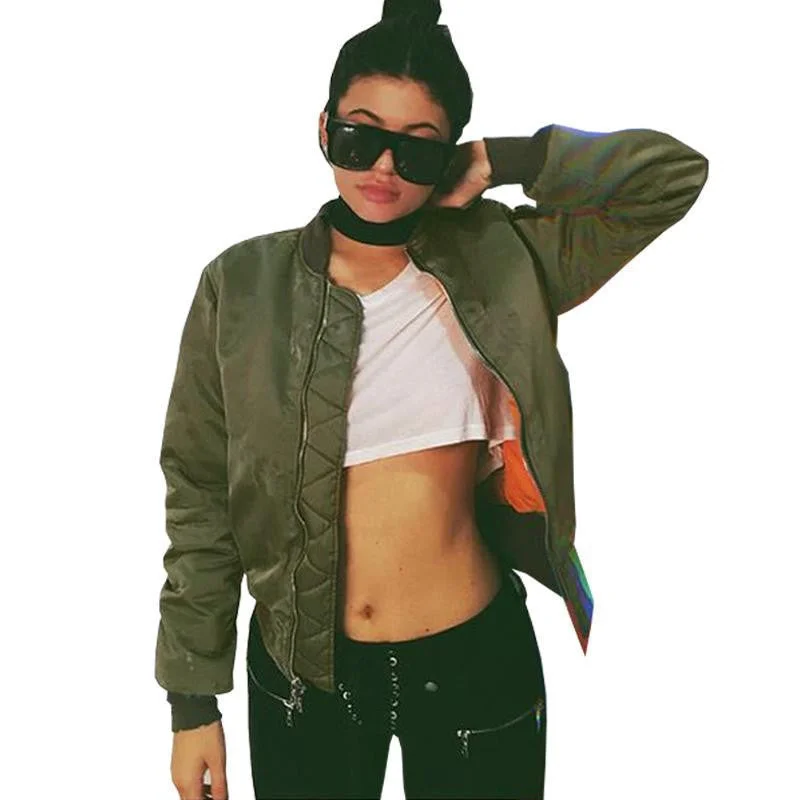BerryGo parkas Army Green bomber jacket Women coat cool basic down jacket zipper chaquetas biker outwear Fur-Lined Mid-Length Parka