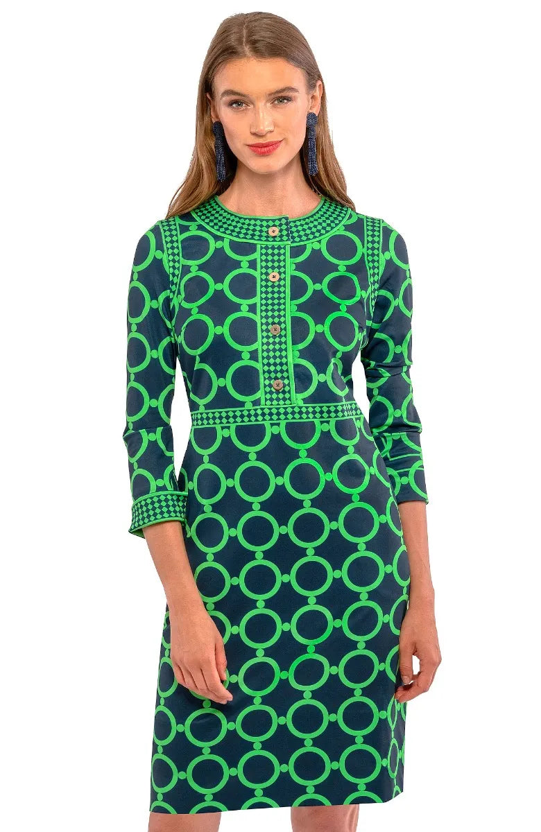 Trimmed Up Dress | Dip & Dot | Navy/Kelly