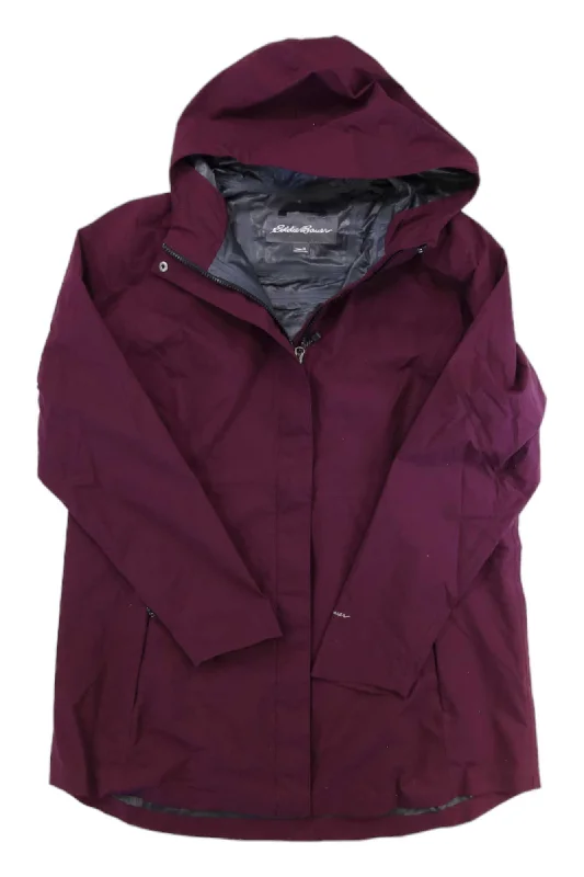 Eddie Bauer Womens Cloud Cap Stretch Rain Parka Trendy Drawstring Parka Coat