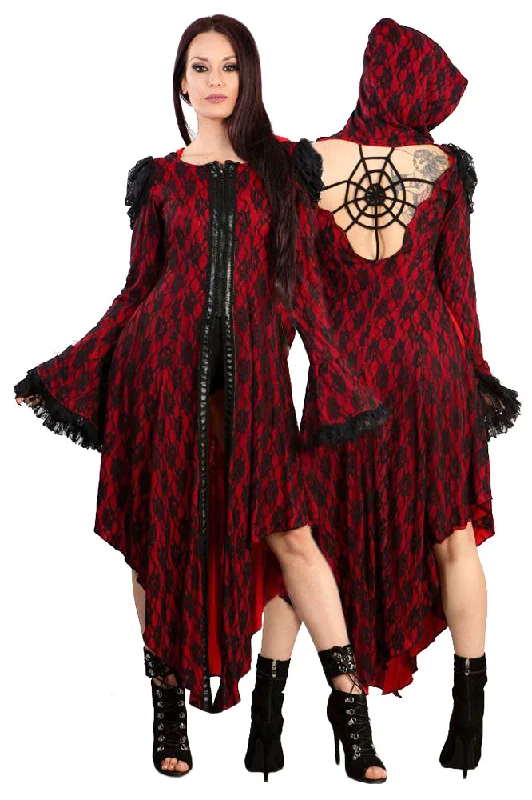 Burleska Hooded Red Jacket / Coat / Dress Fleece Jacket Down Jacket Parka