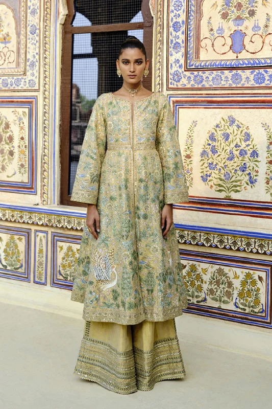 Avasa Hand-Painted Pichhwai Silk Jacket Set Gold Front Pockets Side Pockets Patch Pockets Avasa Hand-Painted Pichhwai Silk Jacket Set Gold Front Pockets Side Pockets Patch Pockets