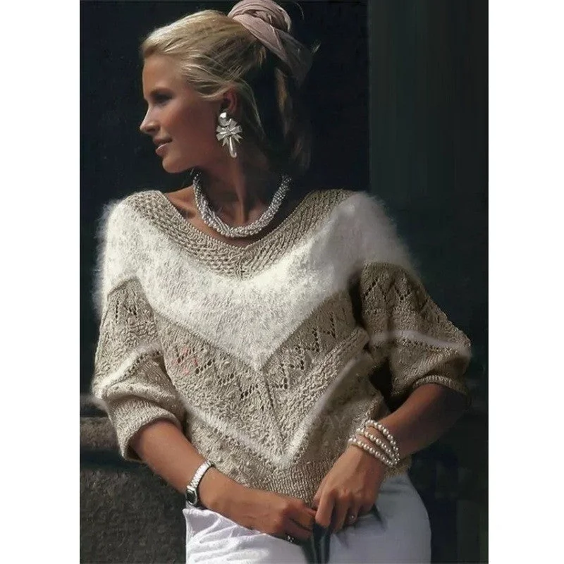 Fashion Casual Women's Striped Stitching V-neck Sweater Layered Multi-layer Single Layer Fashion Casual Women's Striped Stitching V-neck Sweater Layered Multi-layer Single Layer