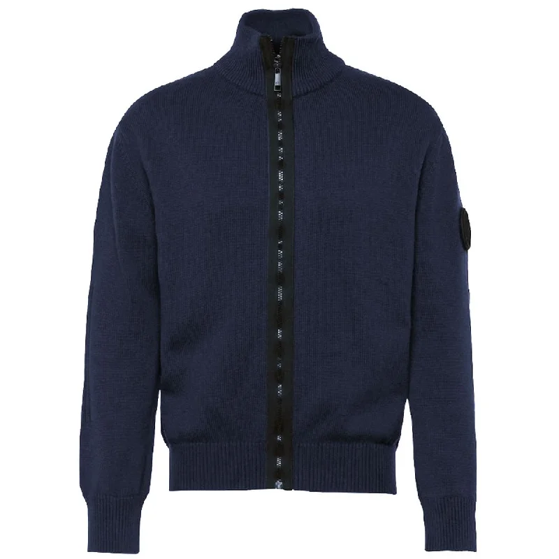 Blue Cotton Sweater Hooded Caped Shawl Collar