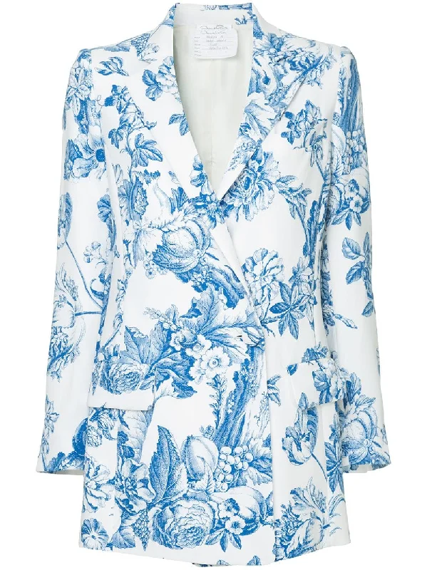 floral toile georgette blazer Plus Size Women's Coat