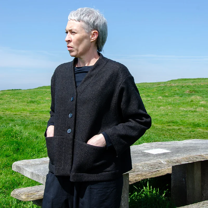 Muku Wool V Neck Jacket Oversized Jacket Tailored Jacket Straight Jacket