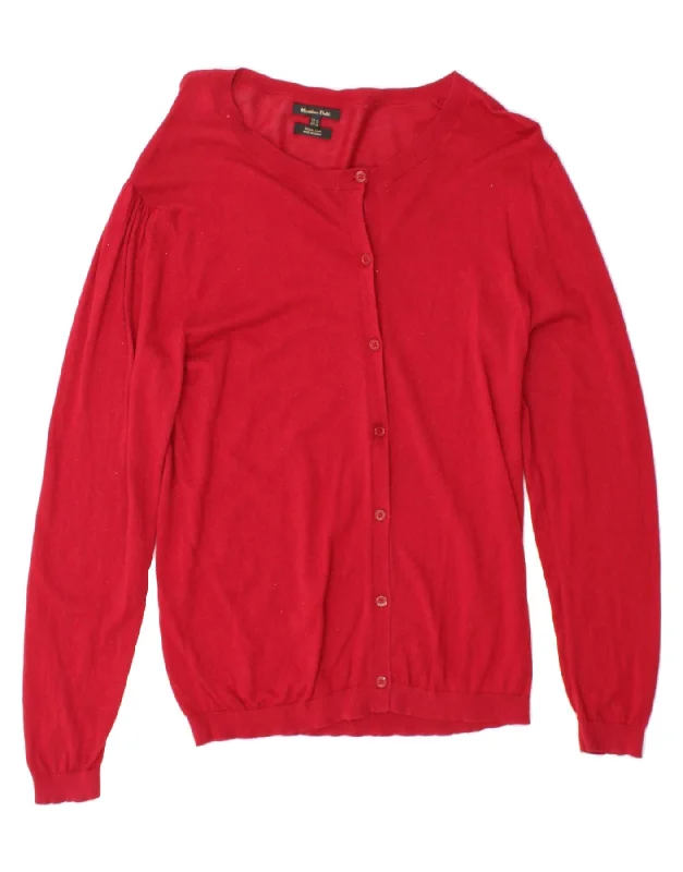 MASSIMO DUTTI Womens Cardigan Sweater UK 18 XL Red Wool Chenille Blend Fleece Blend Nylon Blend MASSIMO DUTTI Womens Cardigan Sweater UK 18 XL Red Wool Chenille Blend Fleece Blend Nylon Blend